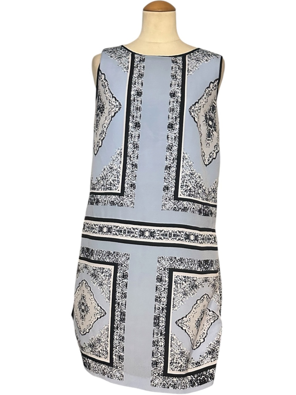 Philosophy Printed Sleeveless Shift Dress Dusty Blue Size 12